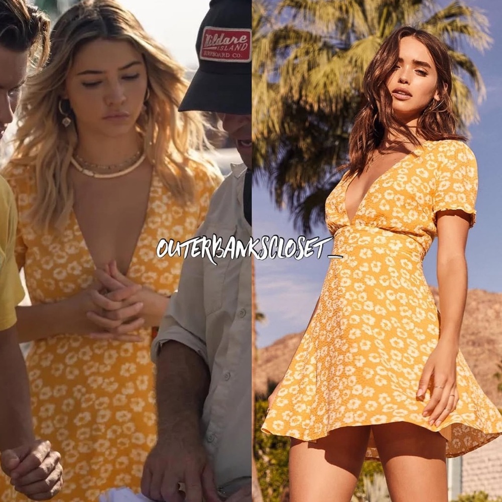 Lulu's Mustard Floral Midi Dress
